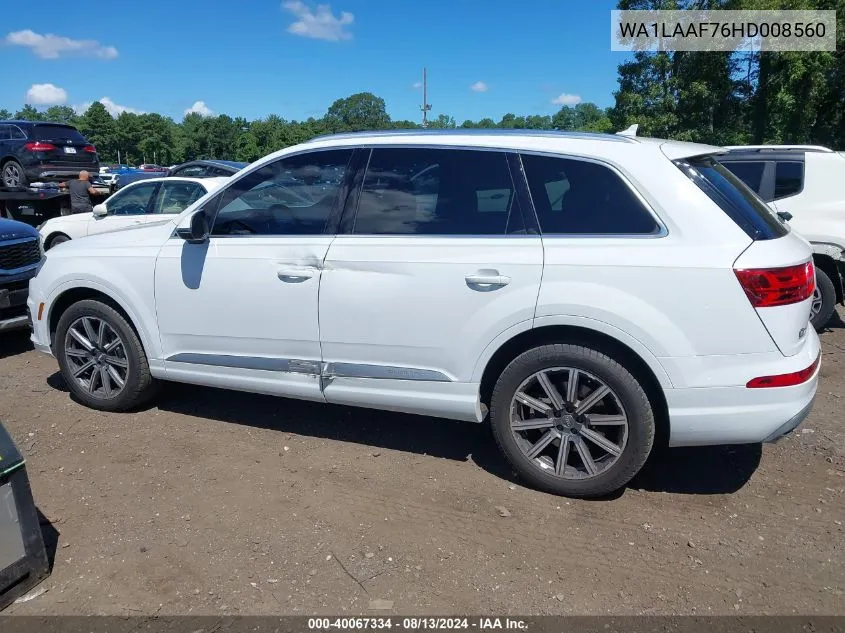 2017 Audi Q7 3.0T Premium VIN: WA1LAAF76HD008560 Lot: 40067334