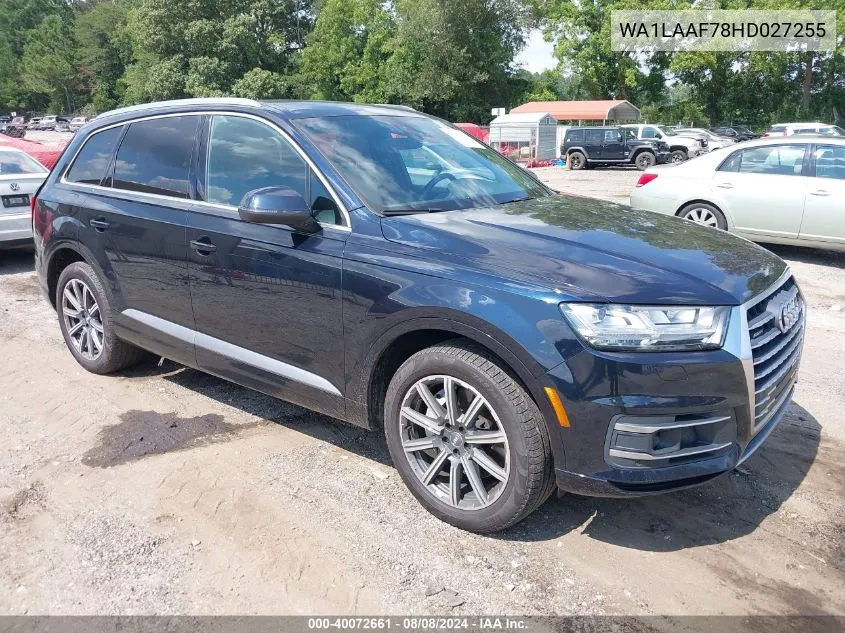 2017 Audi Q7 3.0T Premium VIN: WA1LAAF78HD027255 Lot: 40072661