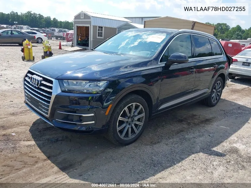 2017 Audi Q7 3.0T Premium VIN: WA1LAAF78HD027255 Lot: 40072661