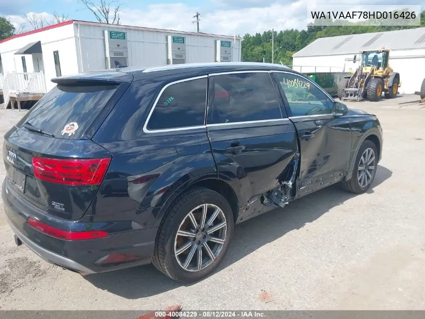 2017 Audi Q7 3.0T Premium VIN: WA1VAAF78HD016426 Lot: 40084229