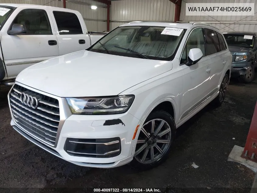 2017 Audi Q7 3.0T Premium VIN: WA1AAAF74HD025669 Lot: 40097322