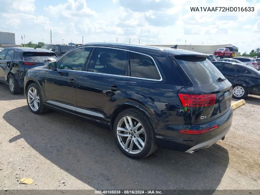 2017 Audi Q7 3.0T Premium VIN: WA1VAAF72HD016633 Lot: 40105038