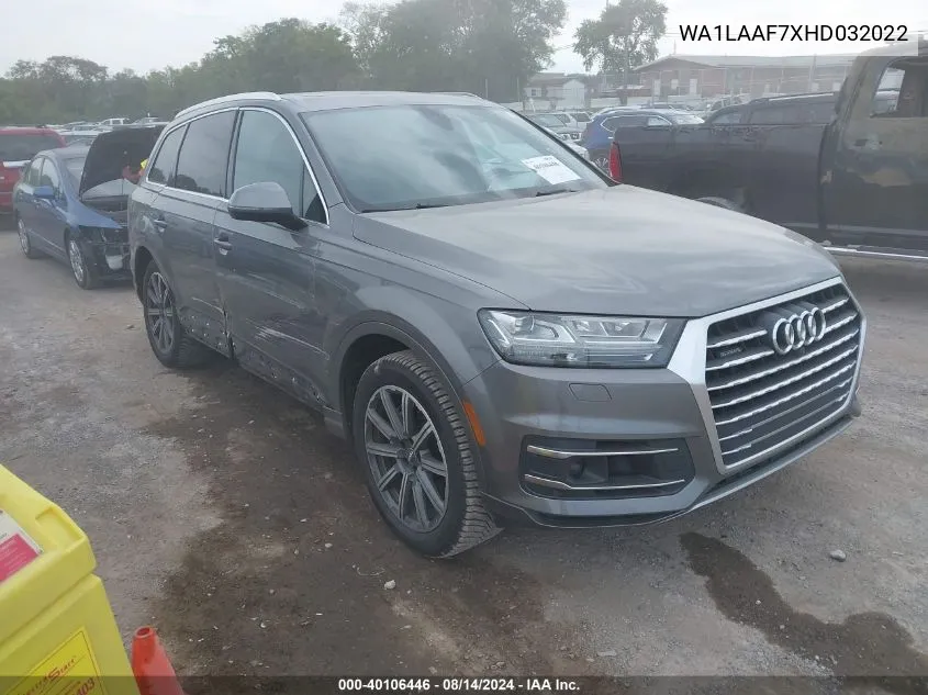 2017 Audi Q7 3.0T Premium VIN: WA1LAAF7XHD032022 Lot: 40106446