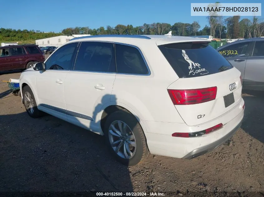 2017 Audi Q7 3.0T Premium VIN: WA1AAAF78HD028123 Lot: 40152500