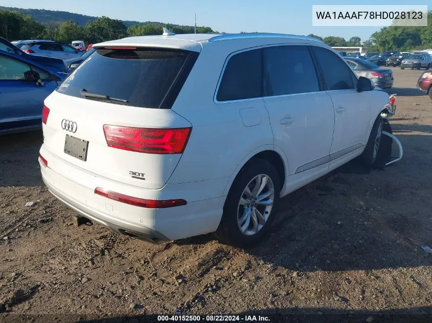 2017 Audi Q7 3.0T Premium VIN: WA1AAAF78HD028123 Lot: 40152500