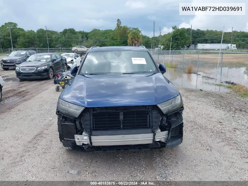 2017 Audi Q7 3.0T Premium VIN: WA1VABF72HD039691 Lot: 40153875