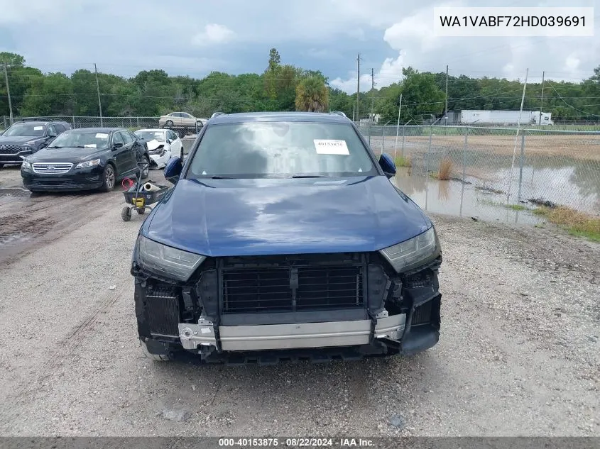 2017 Audi Q7 3.0T Premium VIN: WA1VABF72HD039691 Lot: 40153875