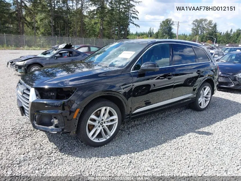 2017 Audi Q7 3.0T Premium VIN: WA1VAAF78HD012151 Lot: 40159021