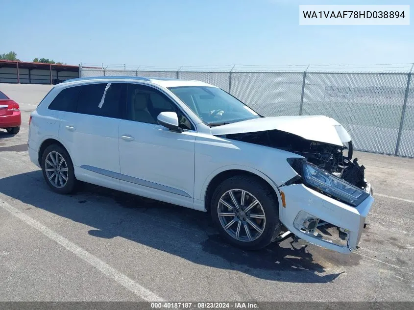 2017 Audi Q7 3.0T Premium VIN: WA1VAAF78HD038894 Lot: 40187187