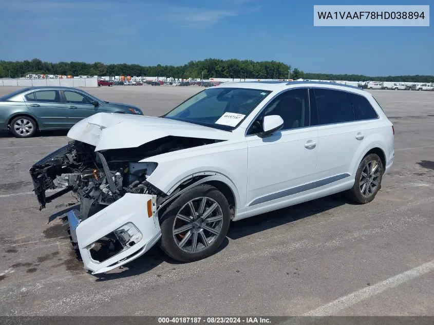 2017 Audi Q7 3.0T Premium VIN: WA1VAAF78HD038894 Lot: 40187187