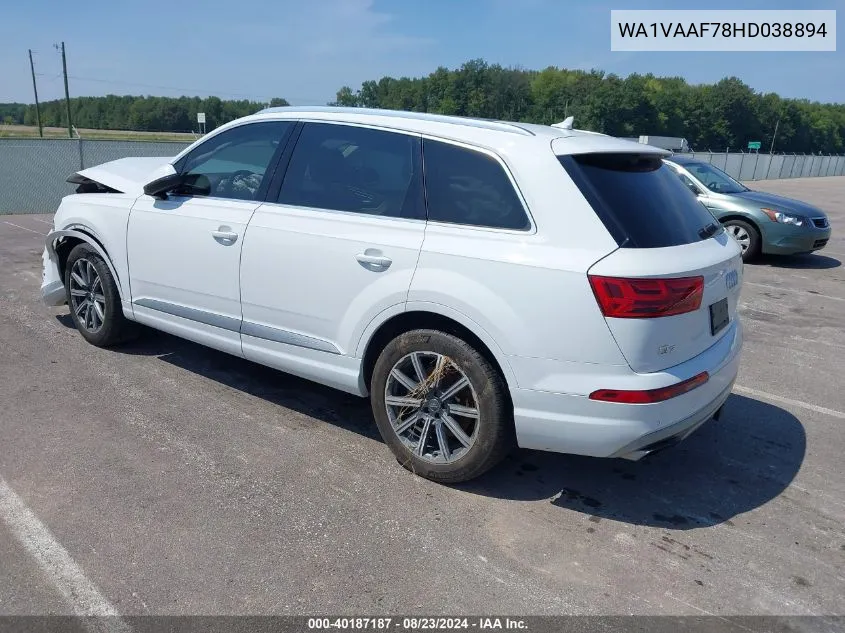 2017 Audi Q7 3.0T Premium VIN: WA1VAAF78HD038894 Lot: 40187187