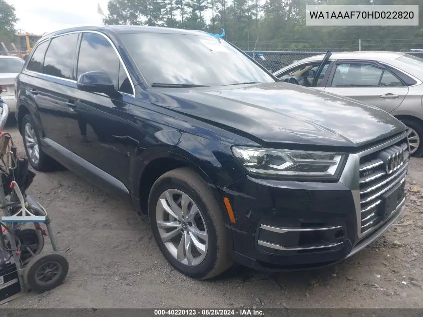 2017 Audi Q7 3.0T Premium VIN: WA1AAAF70HD022820 Lot: 40220123