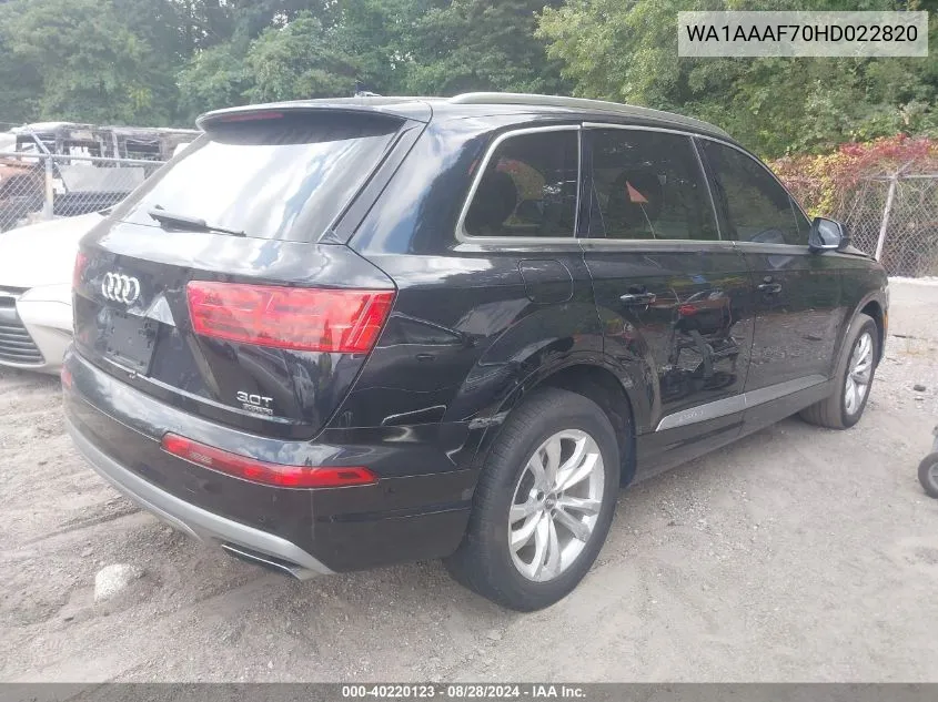 2017 Audi Q7 3.0T Premium VIN: WA1AAAF70HD022820 Lot: 40220123