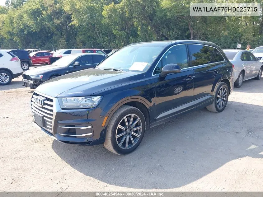 2017 Audi Q7 3.0T Premium VIN: WA1LAAF76HD025715 Lot: 40254946