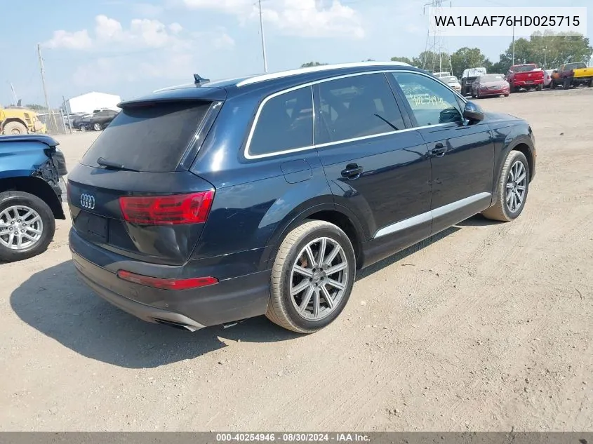 2017 Audi Q7 3.0T Premium VIN: WA1LAAF76HD025715 Lot: 40254946