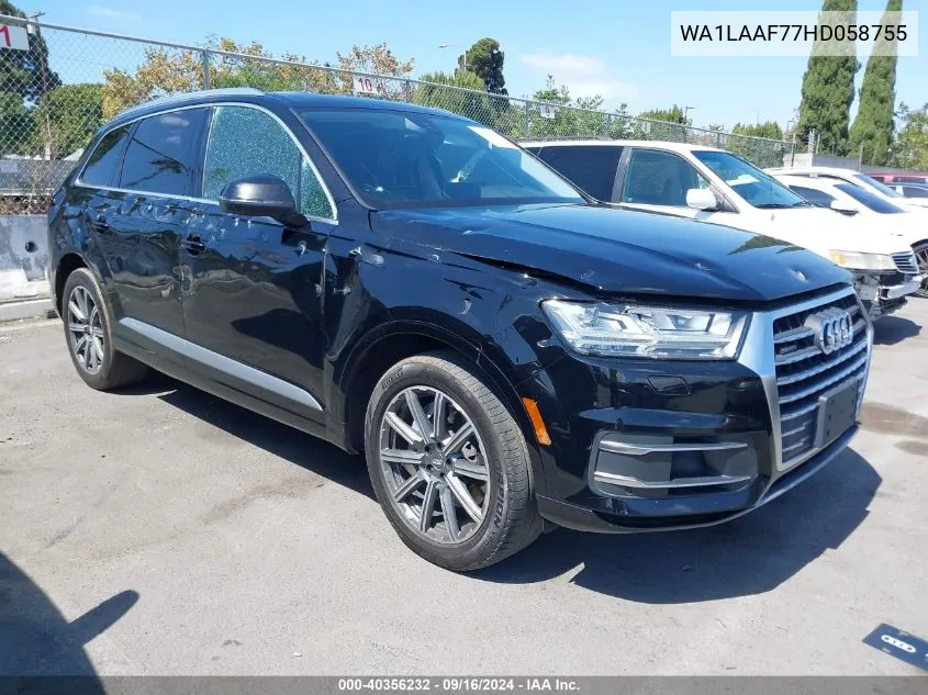 2017 Audi Q7 3.0T Premium VIN: WA1LAAF77HD058755 Lot: 40356232