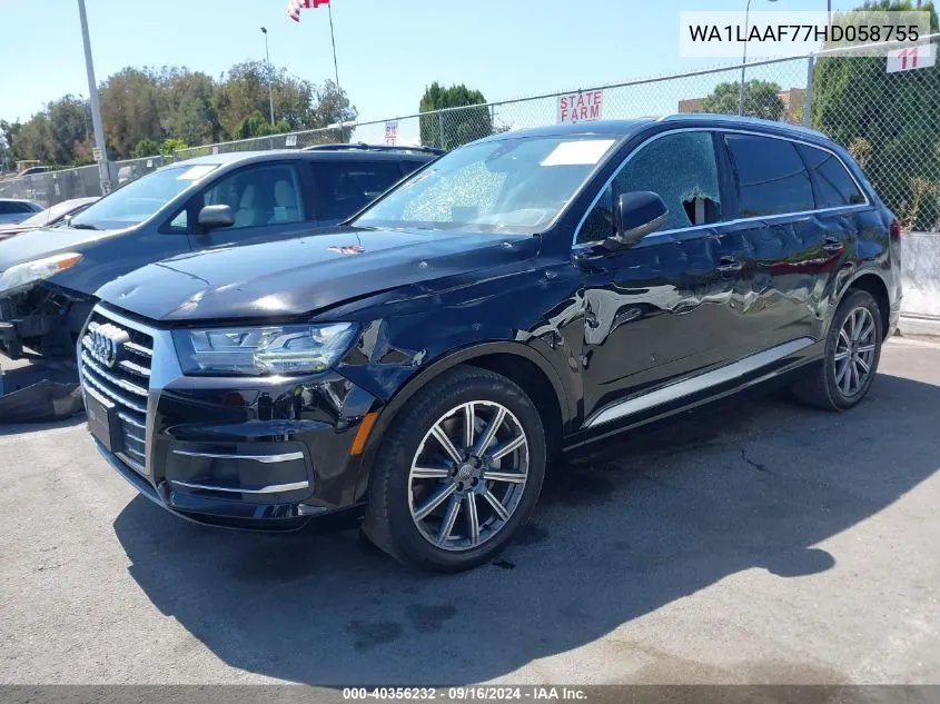 2017 Audi Q7 3.0T Premium VIN: WA1LAAF77HD058755 Lot: 40356232