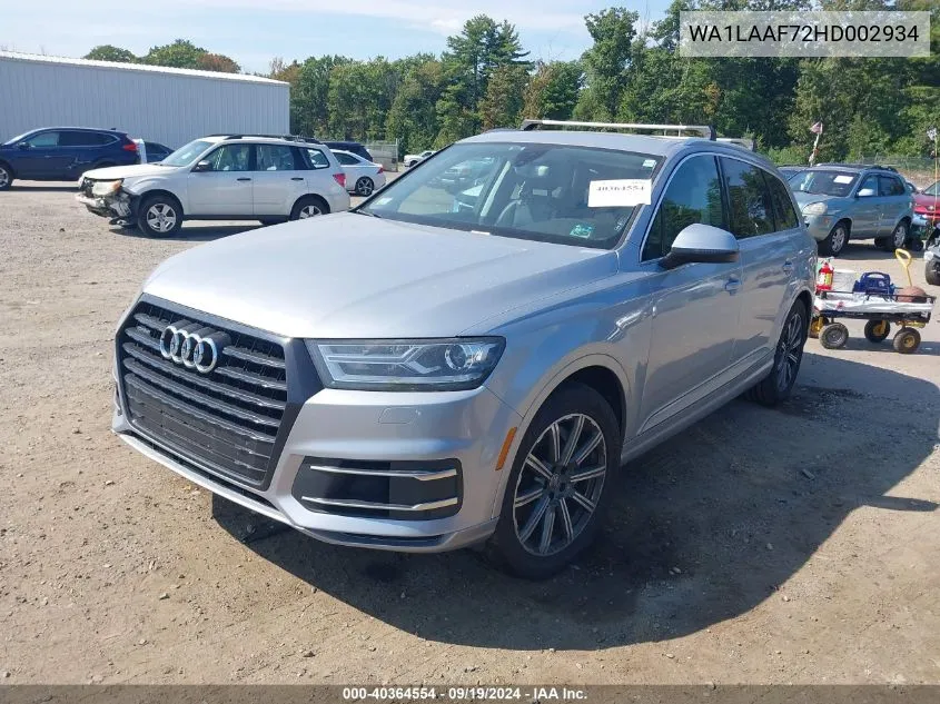 2017 Audi Q7 3.0T Premium VIN: WA1LAAF72HD002934 Lot: 40364554