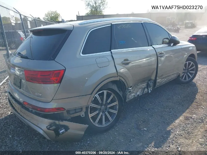 2017 Audi Q7 3.0T Premium VIN: WA1VAAF75HD023270 Lot: 40370206