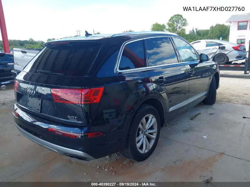 2017 Audi Q7 3.0T Premium VIN: WA1LAAF7XHD027760 Lot: 40390227