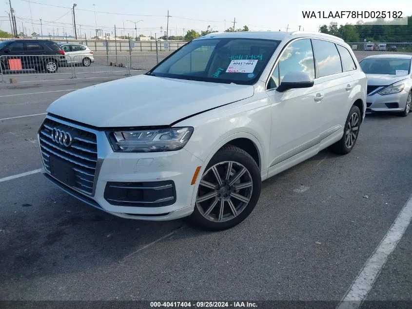 2017 Audi Q7 3.0T Premium VIN: WA1LAAF78HD025182 Lot: 40417404