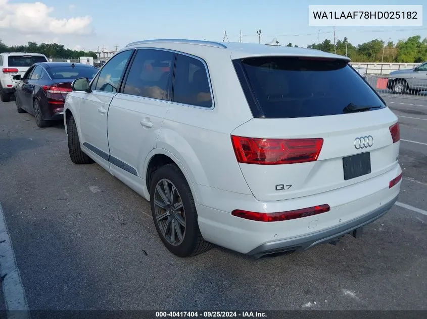 2017 Audi Q7 3.0T Premium VIN: WA1LAAF78HD025182 Lot: 40417404