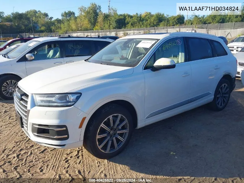 2017 Audi Q7 3.0T Premium VIN: WA1LAAF71HD034824 Lot: 40425522