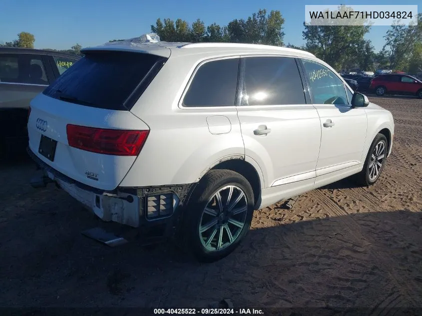 2017 Audi Q7 3.0T Premium VIN: WA1LAAF71HD034824 Lot: 40425522