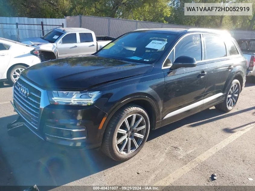 2017 Audi Q7 3.0T Premium VIN: WA1VAAF72HD052919 Lot: 40431007