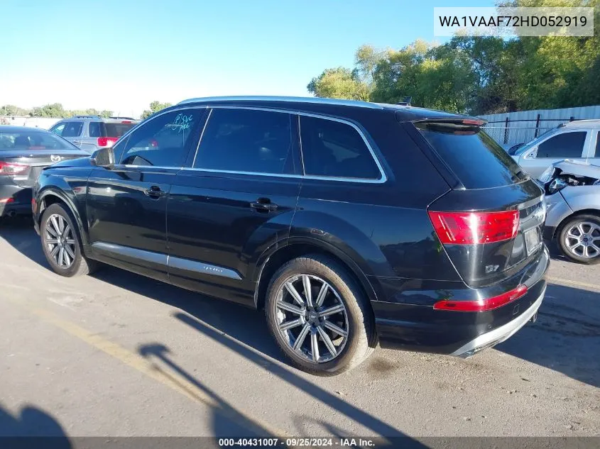 2017 Audi Q7 3.0T Premium VIN: WA1VAAF72HD052919 Lot: 40431007