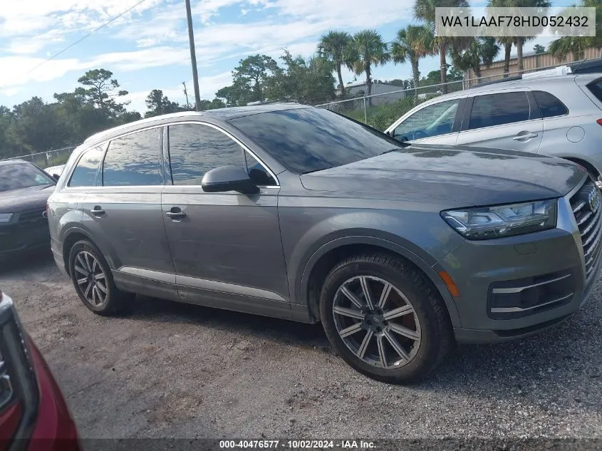 2017 Audi Q7 3.0T Premium VIN: WA1LAAF78HD052432 Lot: 40476577