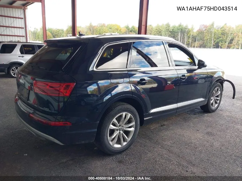 2017 Audi Q7 2.0T Premium VIN: WA1AHAF75HD043514 Lot: 40500184