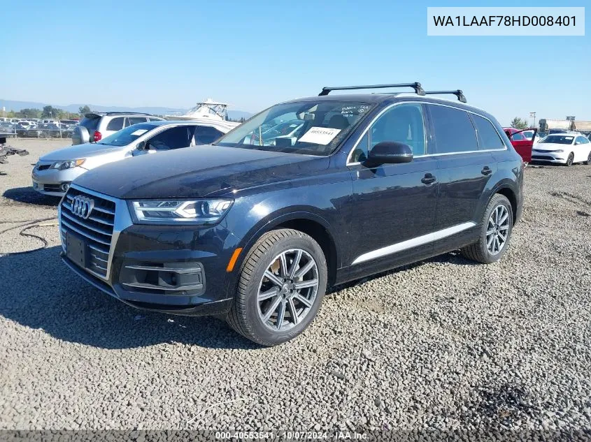 2017 Audi Q7 3.0T Premium VIN: WA1LAAF78HD008401 Lot: 40553541