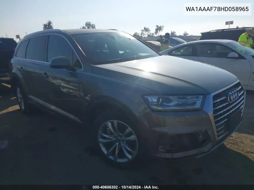 2017 Audi Q7 3.0T Premium VIN: WA1AAAF78HD058965 Lot: 40606302