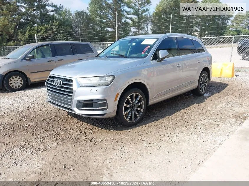 2017 Audi Q7 3.0T Premium VIN: WA1VAAF72HD001906 Lot: 40659458