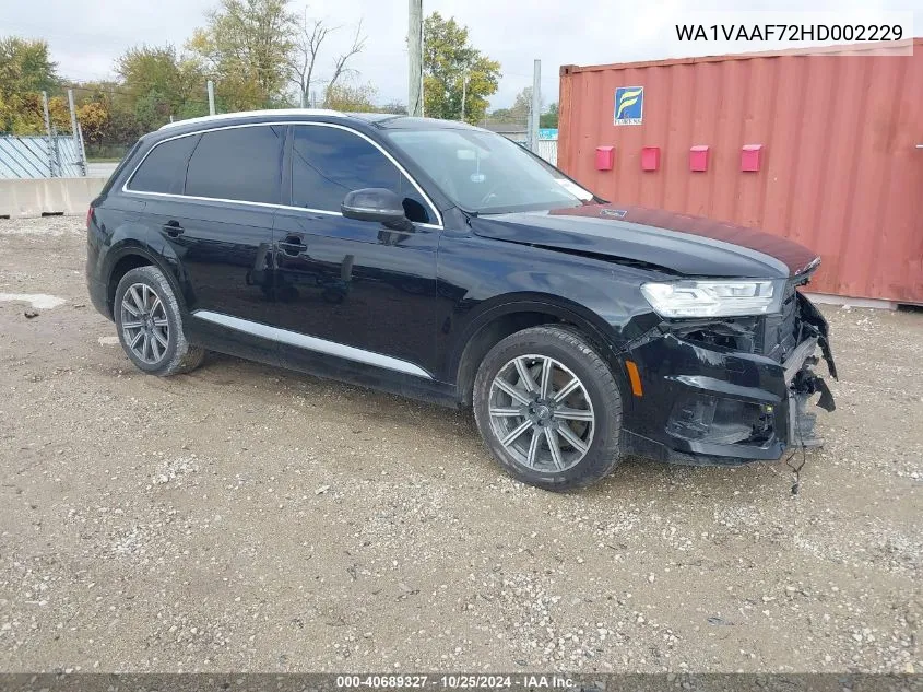 2017 Audi Q7 3.0T Premium VIN: WA1VAAF72HD002229 Lot: 40689327