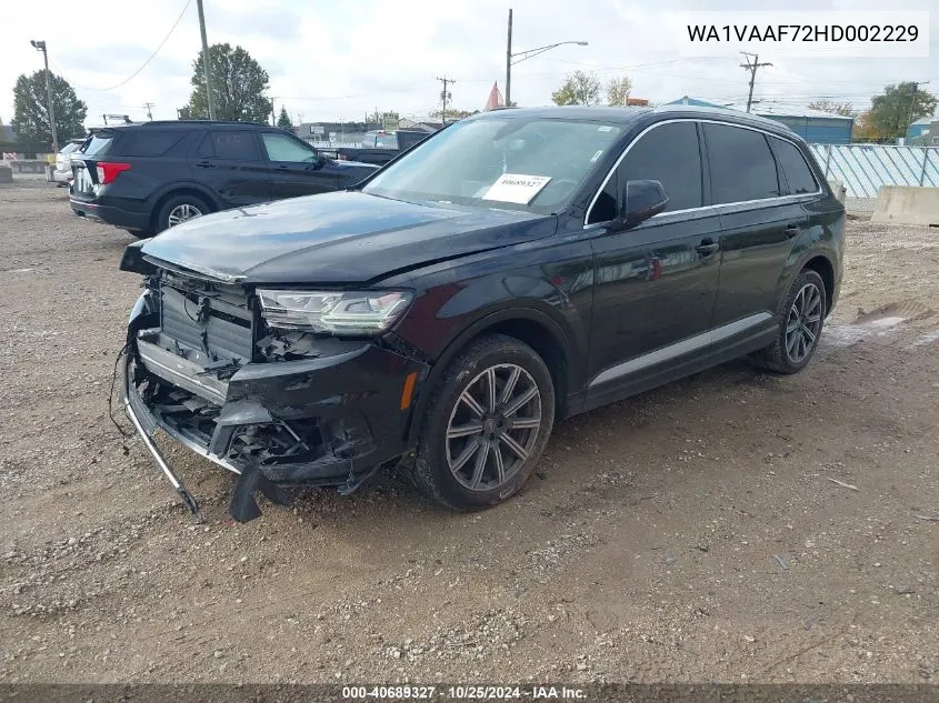 2017 Audi Q7 3.0T Premium VIN: WA1VAAF72HD002229 Lot: 40689327