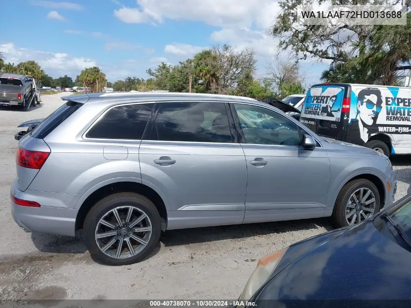 2017 Audi Q7 3.0T Premium VIN: WA1LAAF72HD013688 Lot: 40738070