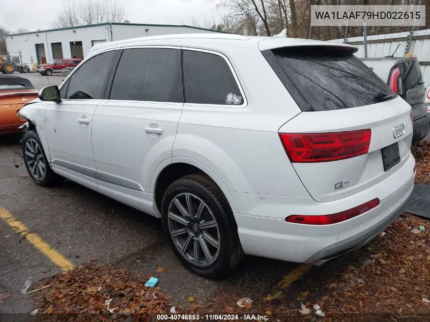 2017 Audi Q7 3.0T Premium VIN: WA1LAAF79HD022615 Lot: 40746853