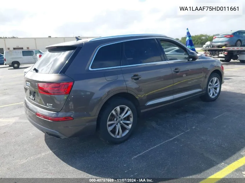 2017 Audi Q7 3.0T Premium VIN: WA1LAAF75HD011661 Lot: 40757669