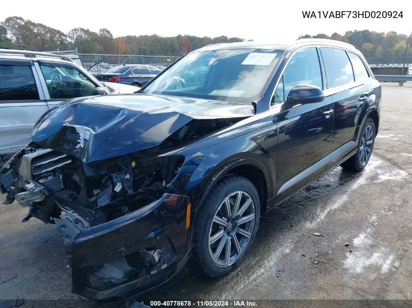 2017 Audi Q7 3.0T Premium VIN: WA1VABF73HD020924 Lot: 40778678