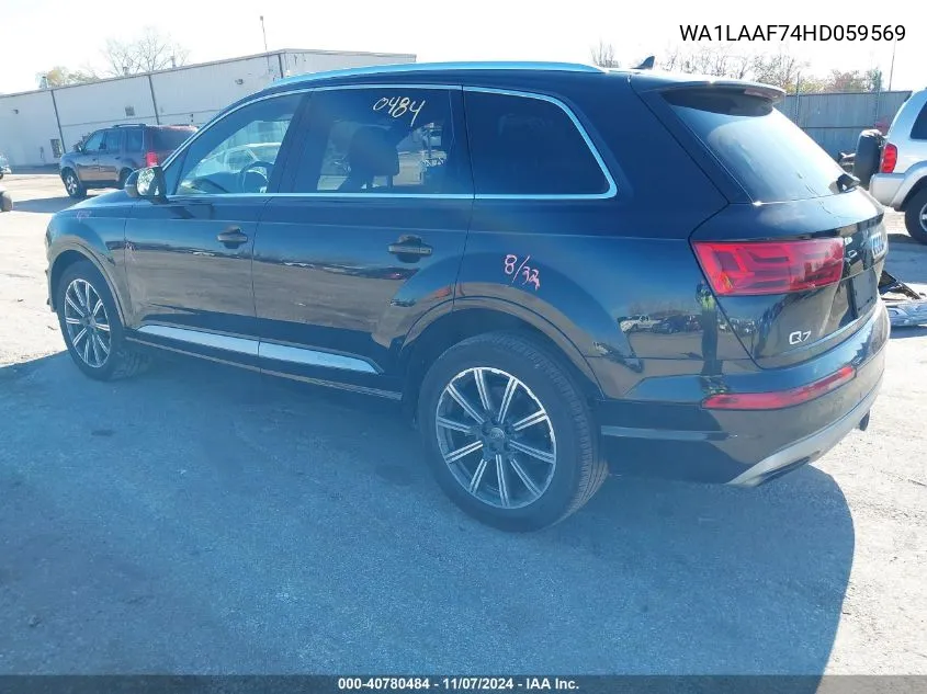 2017 Audi Q7 3.0T Premium VIN: WA1LAAF74HD059569 Lot: 40780484