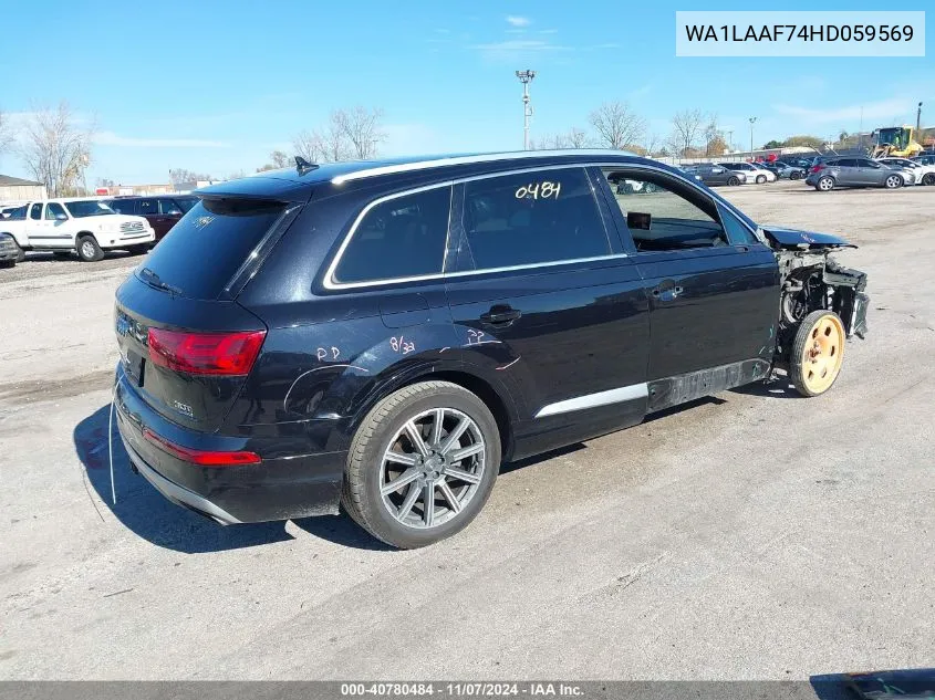 2017 Audi Q7 3.0T Premium VIN: WA1LAAF74HD059569 Lot: 40780484