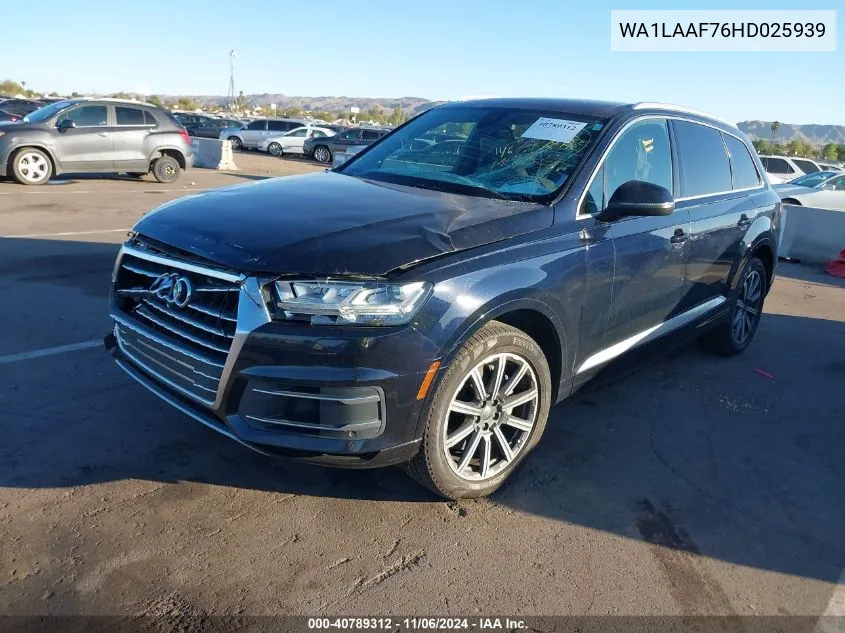 2017 Audi Q7 3.0T Premium VIN: WA1LAAF76HD025939 Lot: 40789312