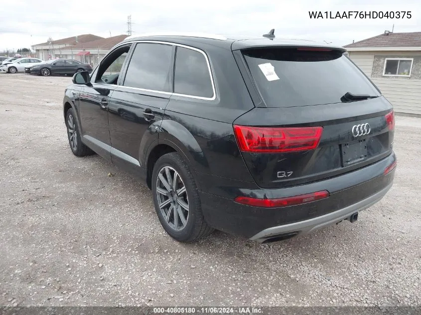 2017 Audi Q7 3.0T Premium VIN: WA1LAAF76HD040375 Lot: 40805180