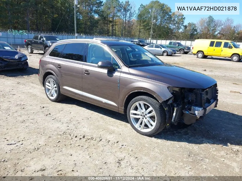 2017 Audi Q7 3.0T Premium VIN: WA1VAAF72HD021878 Lot: 40820651