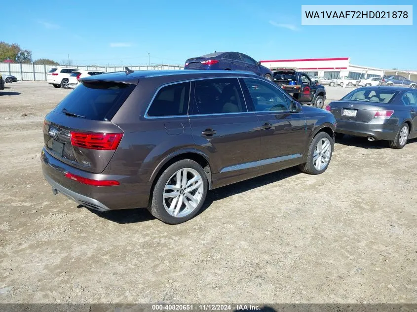 2017 Audi Q7 3.0T Premium VIN: WA1VAAF72HD021878 Lot: 40820651