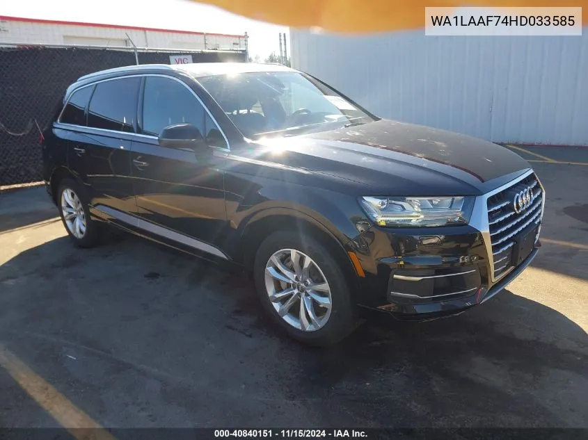 2017 Audi Q7 3.0T Premium VIN: WA1LAAF74HD033585 Lot: 40840151