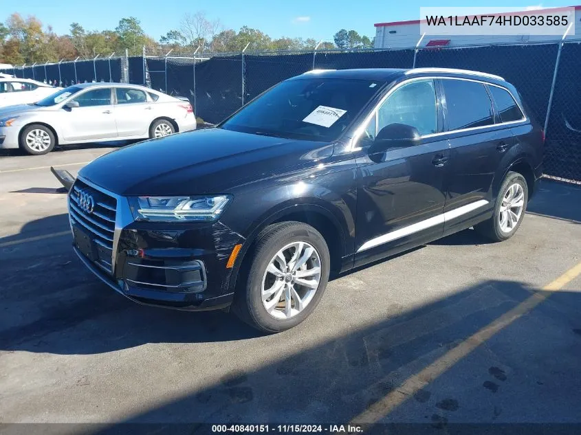 2017 Audi Q7 3.0T Premium VIN: WA1LAAF74HD033585 Lot: 40840151