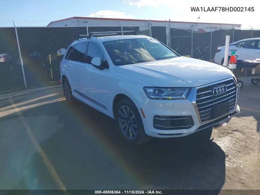 2017 Audi Q7 3.0T Premium VIN: WA1LAAF78HD002145 Lot: 40856364